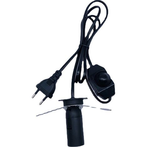 E14-Fassung mit 1,8 Meter langem Kabel, Stecker und Schalter.