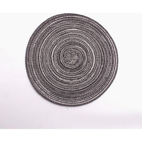 Lot de 4 dessous de plat ronds tissés gris foncé 30 cm, isolants thermiques, décoration table à manger (1/5)