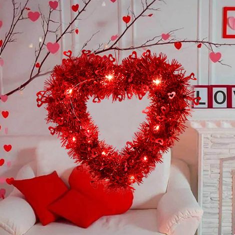 Guirlande En Forme De Cœur - Décoration Pour Porte D'Entrée - Idéale Pour Mariage Anniversaire Fêtes Et Décor Intérieur Extérieur - 1 Pièce (1/5)