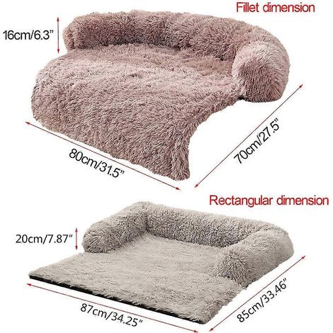 Canapé-lit pour chien, nid douillet d'hiver pour chats, coussin de couchage, niche pour chiens moyens et petits - non détachable - couleur kaki - coins arrondis (1/4)