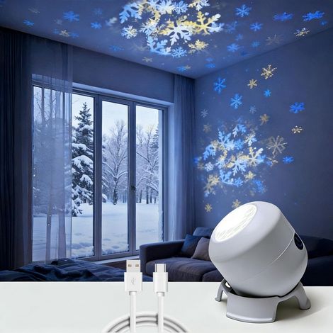 Projecteur LED rotatif, rechargeable océan flocon de neige (1/5)