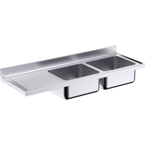 Plonge en Inox avec 2 Bacs et 1 Egouttoir 2000 mm - Distform