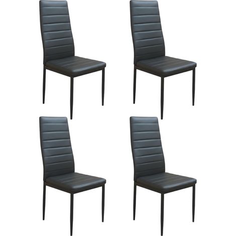 Set Sedie Imbottite Ecopelle 41x54x95 cm Cucina Soggiorno Sala Pranzo x4 pelle nero