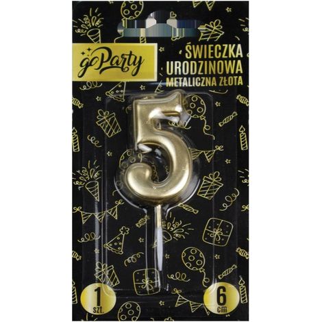 Candelina di compleanno 5 Oro metallizzato
