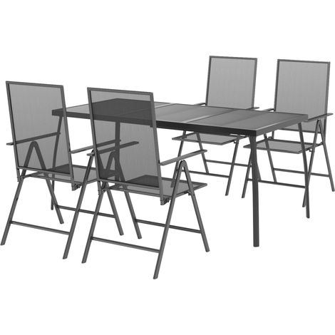 Ensemble de salle à manger de jardin meuble extérieur 5 pièces anthracite acier