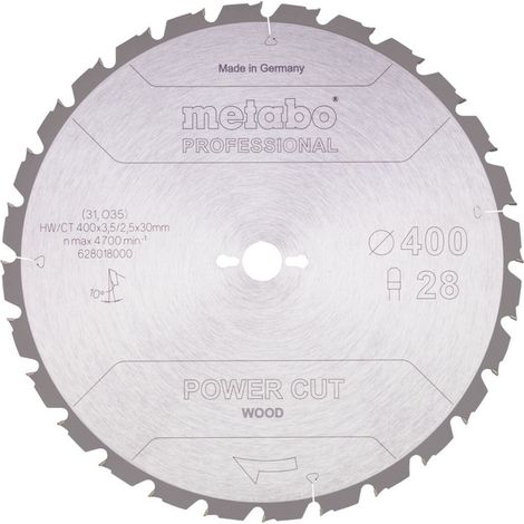 Metabo Sägeblatt "power cut wood - professional", 400x3,5/2,5x30, Z28 FZ/FA 10° (1/3)