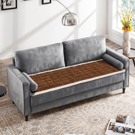 Brown Taffeta Thickened Soft Non-slip Sofa Cushion 150cm W x 70cm D (1/5)