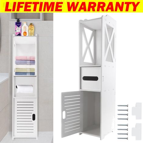 Bathroom Storage Cabinet Organiser Cupboard Utility Shelf Laundry Toilet Shelves