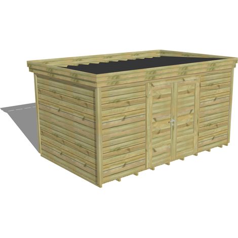 ABRI DE JARDIN bois Pin autoclave 27mm - 4,34x2,64m / 11,5m2 - Bac acier - Plancher bois (1/5)