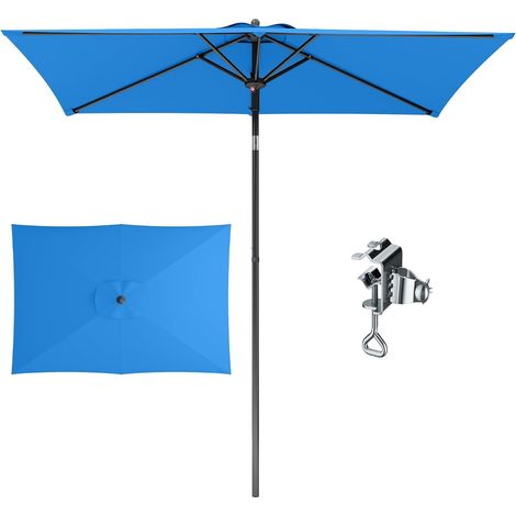Rectangular parasol with clamp, 210 x 140 x 220 cm, rectangular, windproof, stable to take away, UV50+ protection, for balcony, terrace, railing, table (1/5)