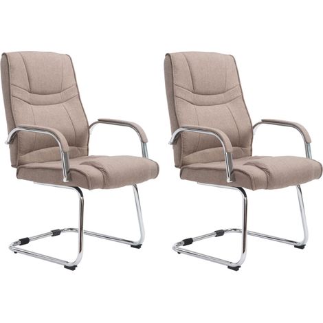 Juego de 2 sillas de oficina sin ruedas reposabrazos silla de visitas carga máxima 180 kg tela topo estructura de metal 100008636 (1/5)