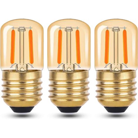 Ampoule LED E27 Veilleuse 1W Blanc Chaud 2200K, T28 Mini Ampoule Vintage E27 LED à Filament, Équivalent 10W-15W, Verre Ambré Décorative Lampe de Table, Non Dimmable, Lot de 3 [Classe énergétique F] (1/5)