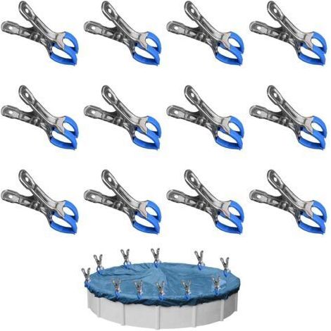 NALOOKAMIC 12 pièces métalliques pour couverture de piscine, pinces de fixation pour serre de jardin avec feuille de protection, clips pour piscines hors sol, clips haute tension pour bâche de couvert