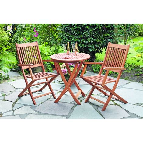 Rio Set 3tlg 2 Sessel Tisch Ø 65cm Eukalyptus