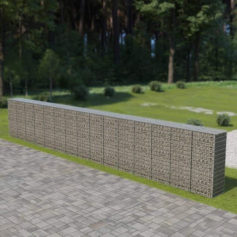 Muro de gavionescon cubiertas acero galvanizado 900x50x150 cm vidaXL