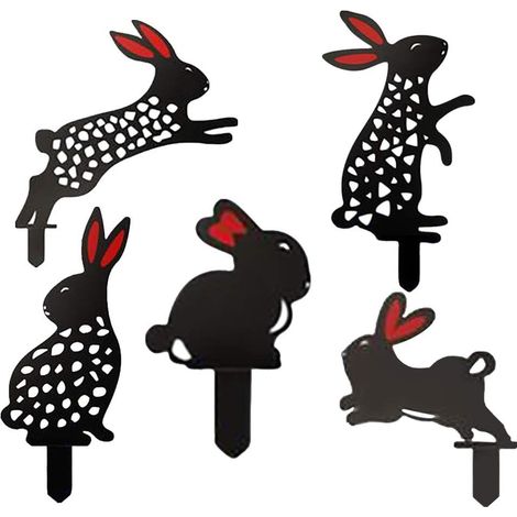Kaninchen-Yard-Kunst für den Außenbereich, Garten, Rasen, Metallpfähle, Kaninchen-Dekoration, Terrasse, Hof, Landschaft, Kaninchen-Ornamente für den Außenbereich