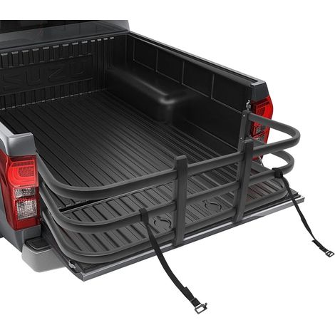 Extension de lit de camion pour pickup – Extension de surface de chargement, 122 à 155 cm, réglable, aluminium, noir, extérieur et transport, stable et moderne, pour artisans et aventuriers