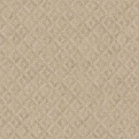 Papel pintado gráfico Profhome 395051 papel pintado no tejido texturado con figuras geométricas y acentos metálicos beige oro 5,33 m2 (1/5)