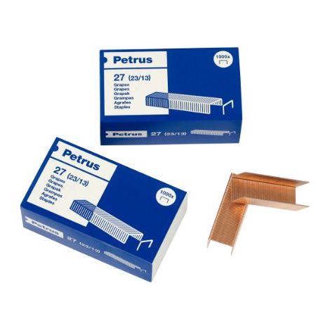 Boîte de 1000 agrafes cuivrées type nº 27 (23/13) pour agrafeuses grossières petrus