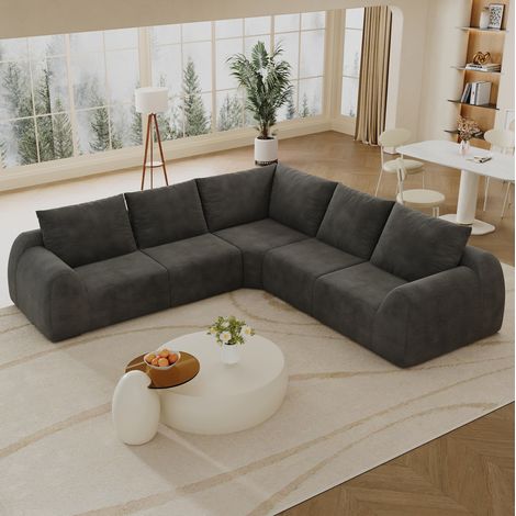 Divano 267 cm grigio scuro in ciniglia, imbottitura in schiuma elastica e consegna arrotolata (1/5)