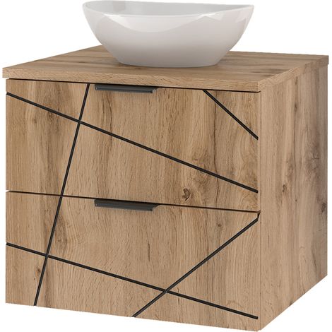 Waschtisch 60.6cm Teren mit 2 Schubladen, Holzoptik