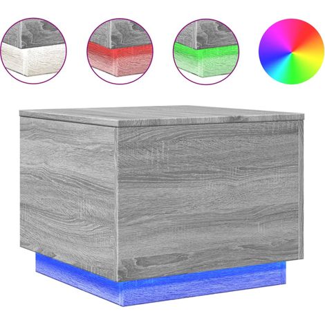 Maison Exclusive - Couchtisch mit LED-Leuchten Grau Sonoma 50x50x