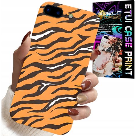 Custodia per iPhone (7 Plus) - cover posteriore con strisce di tigre + vetro (1/5)