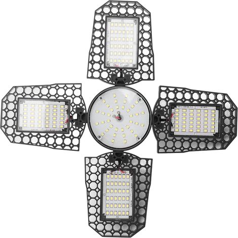 Plafonnier LED pliable à 4 lampes pour garage/atelier, 100 W, haute luminosité, économie d'énergie, culot E27, 85-265 V (1/5)