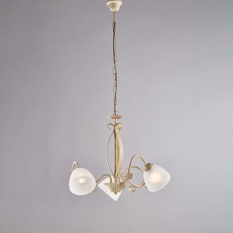 Forgiato Kronleuchter Elfenbein/Gold, 3x E14, Alabasterglas Ø51 cm – BL301-3-AV