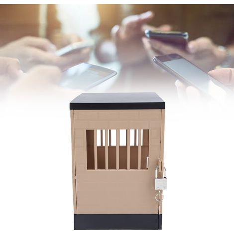 Boîte à téléphone portable avec serrure à clé, compartiments de rangement pour jusqu'à 6 téléphones, en plastique khaki, pour famille, cours et réceptions.