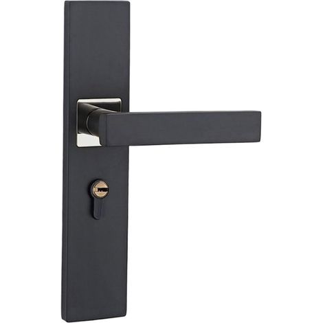 Poignée de serrure , serrure de porte en bois de chambre à coucher, serrure intérieure silencieuse(Noir/Argent) (1/3)