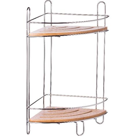Mensola da Parete in Metallo e Bamboo 2 Ripiani 26 x 20 x 36,5 cm (1/2)