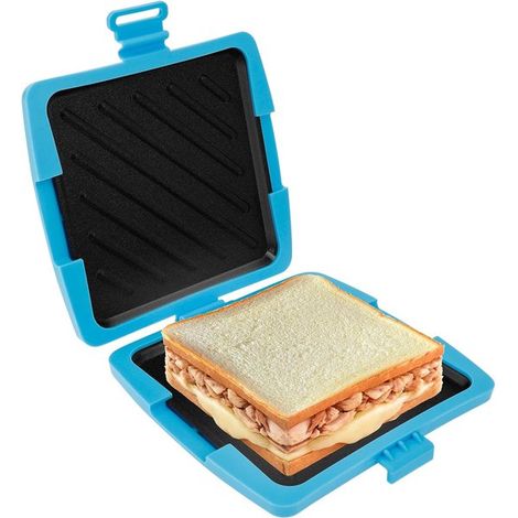 Silikon-Sandwichtoaster – Kabelloser, antihaftbeschichteter Sandwichtoaster für die Mikrowelle, geeignet für Zuhause, Reisen, Camping, Büro, Studentenwohnheim und Wohnmobil – Blau (1/4)