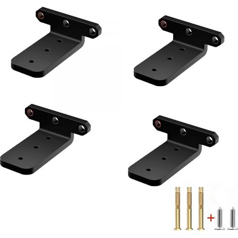 Lot de 2 équerres de support étagère invisibles noires 10cm, cornières métalliques pour fixation murale 1,5cm hauteur (1/5)