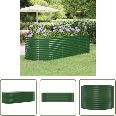 The Living Store Lit surélevé de jardin Acier enduit de poudre 249x100x68cm Vert - Jardinière Surélevée - Bac À Fleurs - Pot De Fleurs Extérieur - Décoration Jardin - Plante Extérieure (1/5)