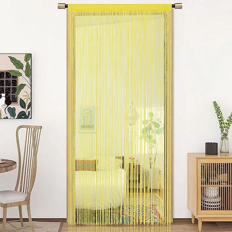 String Porte Rideau décorations de fenêtre diviseur de pièce décorations de Chambre Rideau Simple pour fenêtre 90x200cm Jaune Moelleux (1/5)