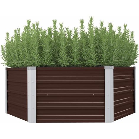 Jardinière surélevée Marron 129x129x45 cm Acier galvanisé (1/5)