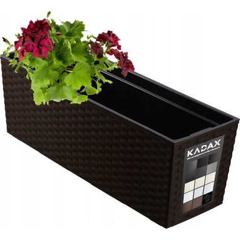 KADAX Blumenkasten aus Kunststoff, 18,5x56 cm, Pflanzkasten mit Einsatz, wetterfester Balkonkasten,