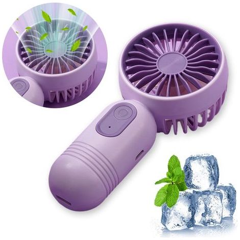 Mini ventilateur portable DIYOO, rechargeable par USB, format de poche, batterie 400 mAh, design mignon, 3 vitesses réglables, idéal pour l'extérieur, la maison, le bureau et les voyages - Blanc (1/5)