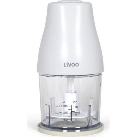 Tritatutto - LIVOO - 300 ml - 400 W - 1 velocità e funzione turbo - 2 lame in inox - Bianco (1/4)