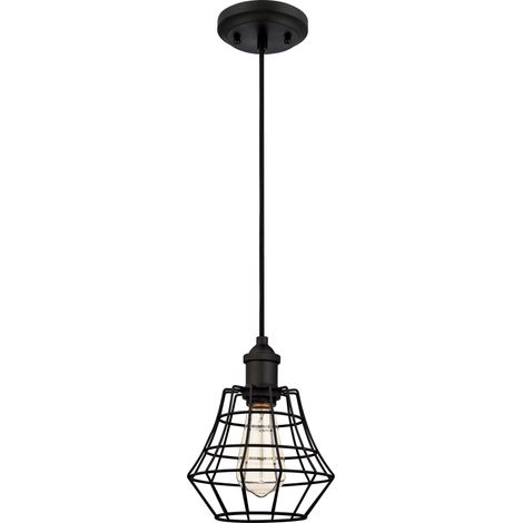 One-Light Pendant Nathan Matt Black Angled Cage (1/5)