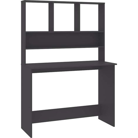 Scrivania  Tavolo da ufficio con Mensole Grigia 110x45x157 cm in Legno Multistrato (1/5)
