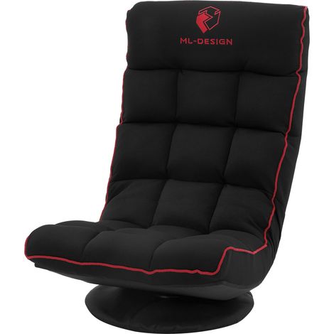 ML-Design Gaming Bodenstuhl Schwarz-Rot, Ergonomischer Gaming Sessel, 360° drehbar & verstellbar, Klappbarer Boden Gamer Stuhl mit Kopfstütze, Bodensessel gepolstert, Relax Bodensofa, Lounge Sessel