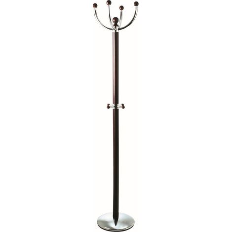 Porte manteaux en tube d'acier Coloris Tabac-chromé - Hauteur 175 cm