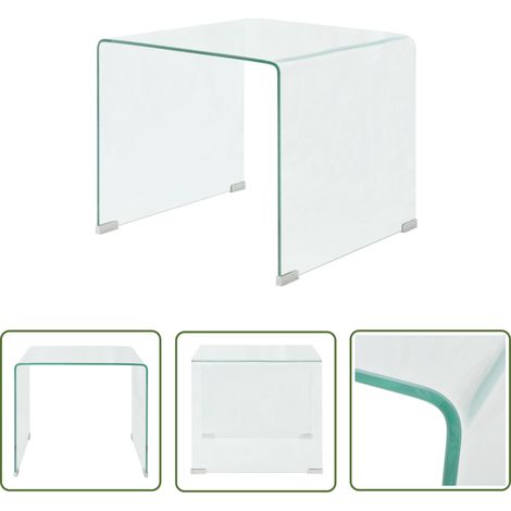 The Living Store Table basse 49,5 x 50 x 45 cm Verre trempé Transparent - Table Basse Transparente - Table D'appoint Moderne - Meuble Salle Séjour - Table Bas Prix - Table Verre Trempé (1/5)