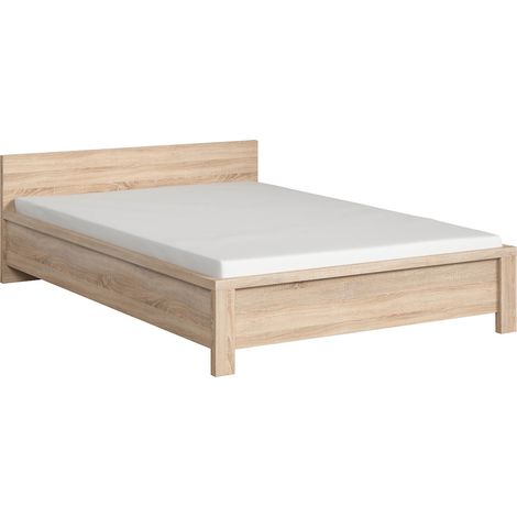 Lit adulte 140x200 coloris chêne Sonoma - Longueur 206,5 x Largeur 148 x Hauteur 35-60,5 cm (1/5)