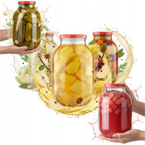 Juego de 5 tarros de conservas, tinturas y encurtidos de 4 litros con tapa (fi100) (1/5)
