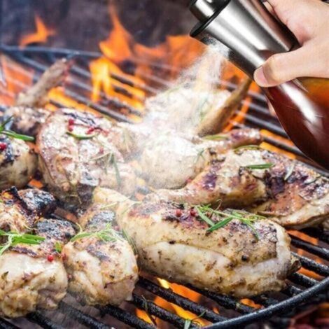 Spruzzatore per olio d'oliva da 200 ml con ugello in acciaio inox a tenuta stagna, bottiglia in vetro. (1/4)
