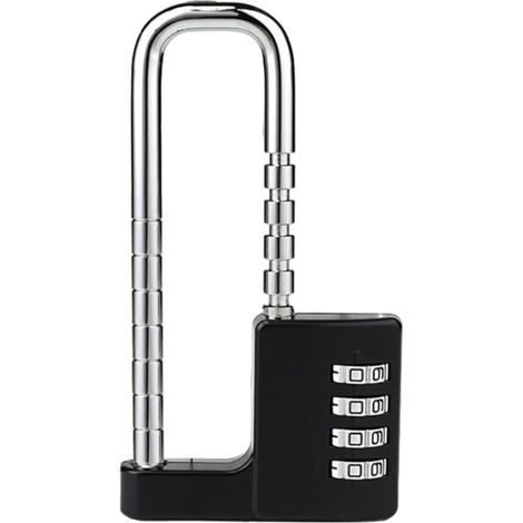 Serratura a combinazione regolabile a forma di U con combinazione a 4 cifre, adatta per schedari, armadi e porte. (1/4)