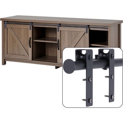 Mini Kit de Matériel de Porte Coulissante de Placards, Quincaillerie Système de Rail Porte Suspendue Interieur pour Meuble TV Armoire - Porte Simple 3FT/90CM